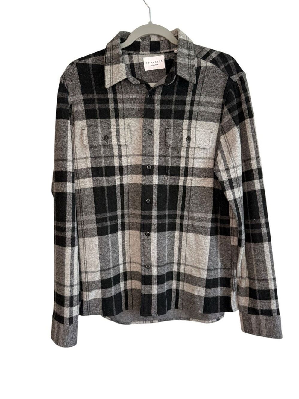 7 Diamonds Generation Plaid Stretch Flannel Button Up Overshirt Size Small